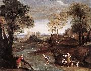 Domenichino Landscape with Ford dg painting