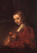 Rembrandt Lady with a Pink Germany oil painting artist