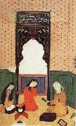 Bihzad the theophany through Layli sitting framed within the prayer niche Germany oil painting artist