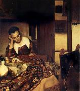 JanVermeer A Girl Asleep oil painting on canvas