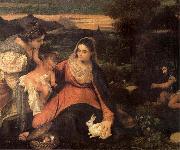 Titian The Virgin with the rabbit Germany oil painting artist