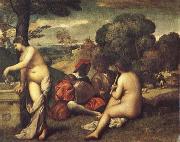 Giorgione Pastoral ensemble Germany oil painting artist