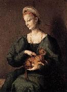 BACCHIACCA Woman with a Cat Germany oil painting artist