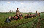 E.Claus Flaxweeding in Flanders oil painting on canvas