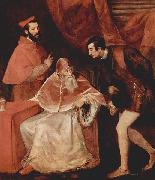 Titian Portrat des Papstes Paulus III mit Kardinal Alessandro Farnese und Herzog Ottavio Farnese. Germany oil painting artist