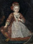 Anonymous Bildnis eines kleinen Madchens in rotem Kleid mit weiber Schurze Germany oil painting artist