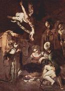 Caravaggio Nativity with St. Francis and St Lawrence painting