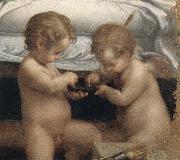Correggio Danae,Detail of the two cupids Germany oil painting artist