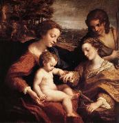 Correggio Le mariage mystique de sainte Catherine d'Alexandrie avec saint Sebastien oil
