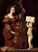 Domenichino Sainte Cecile avec un ange tenant une partition musicale Germany oil painting artist