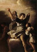 Fetti,Domenico L'ange gardien protegeant un enfant de l'empire du demon oil painting on canvas