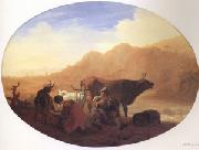 Bamboccio Herdsmen in a Mountainous Landscape oil
