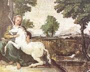 Domenichino The Maiden and the Unicorn (mk08) oil painting on canvas