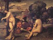 Giorgione Fete champetre(Concerto in the Country) (mk14) oil painting picture wholesale