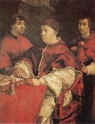 Raphael Pope Leo X with Cardinals Giulio de'Medici and Luigi de'Rossi oil painting