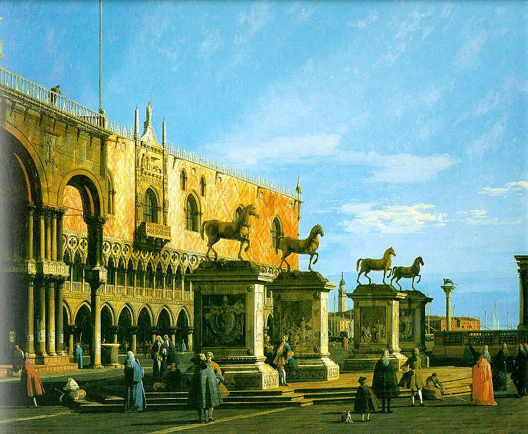 Canaletto Capriccio, The Horses of San Marco in the Piazzetta oil painting picture