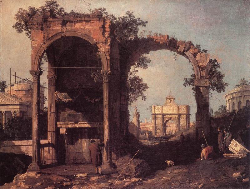 Canaletto Capriccio: Ruins and Classic Buildings ds oil painting image