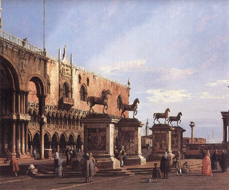 Canaletto Capriccio: The Horses of San Marco in the Piazzetta oil painting image