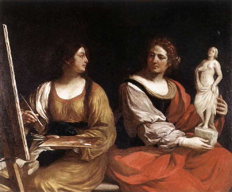GUERCINO Allegory of Painting and Sculpture sdg oil painting image