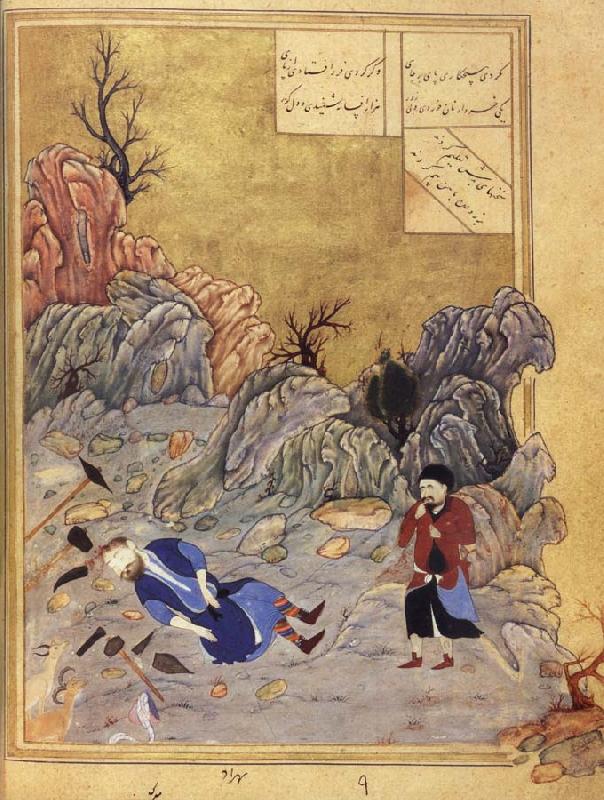 Bihzad The suicide of the artist Farhad,forbidden union with the lovely Shirin oil painting picture
