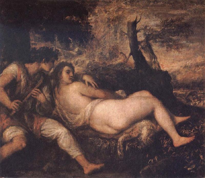 Titian Nymph and Shepherd oil painting image