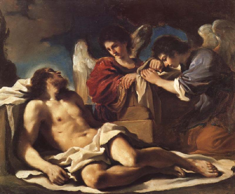 GUERCINO The Dead Christ Mourned by two Angels oil painting image