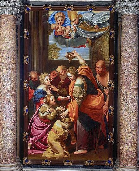 Domenichino Apparition of the Virgin and Child and San Gennaro at the Miraculous Oil Lamp oil painting image