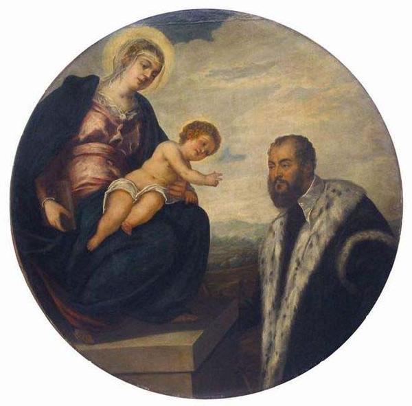 Tintoretto Madonna with Child and Donor, oil painting image