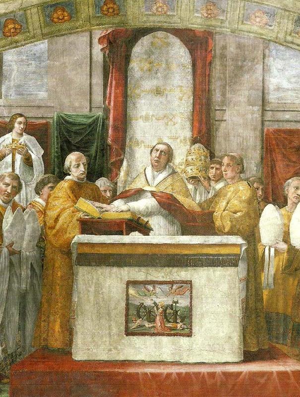 Raphael oath of pope leo 111fresco detail oil painting picture