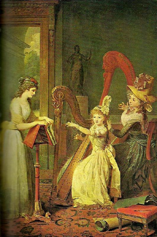 mauzaise princess adelaide dorleans taking aharp lesson with mme de genlis, c. Germany oil painting art