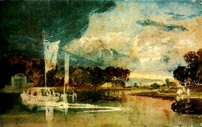 J.M.W.Turner the thames at isleworth with pavilion and syon ferry oil painting image