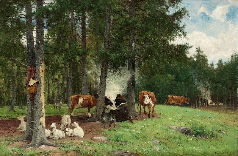 Arborelius Vallflicka med boskap Germany oil painting art