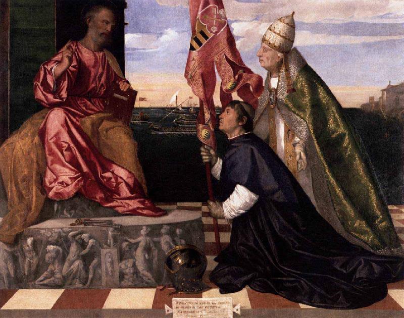 Titian Jacopo Pesaro being presented by Pope Alexander VI to Saint Peter Germany oil painting art