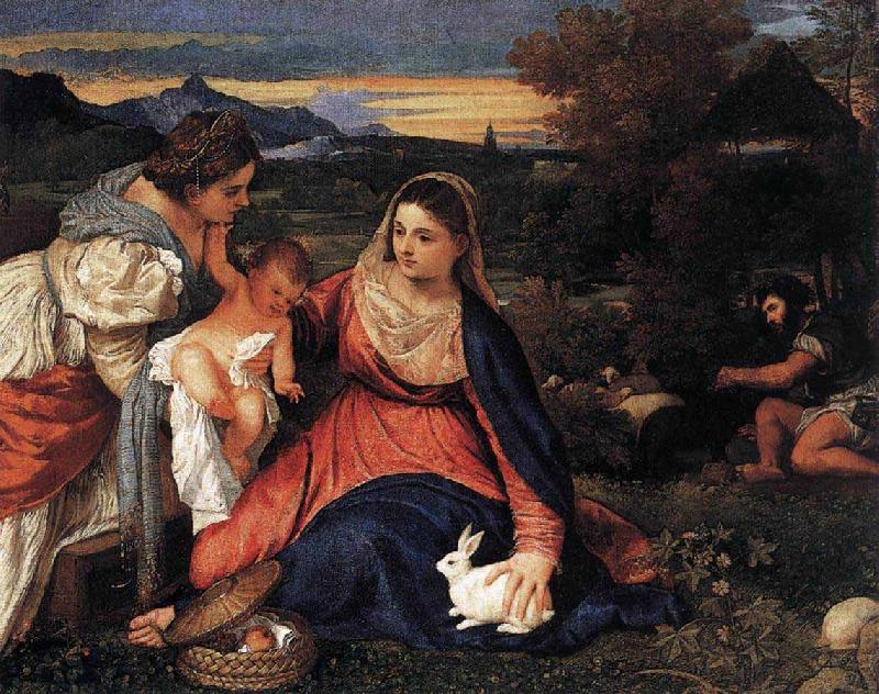 Titian Madonna of the Rabbit Germany oil painting art
