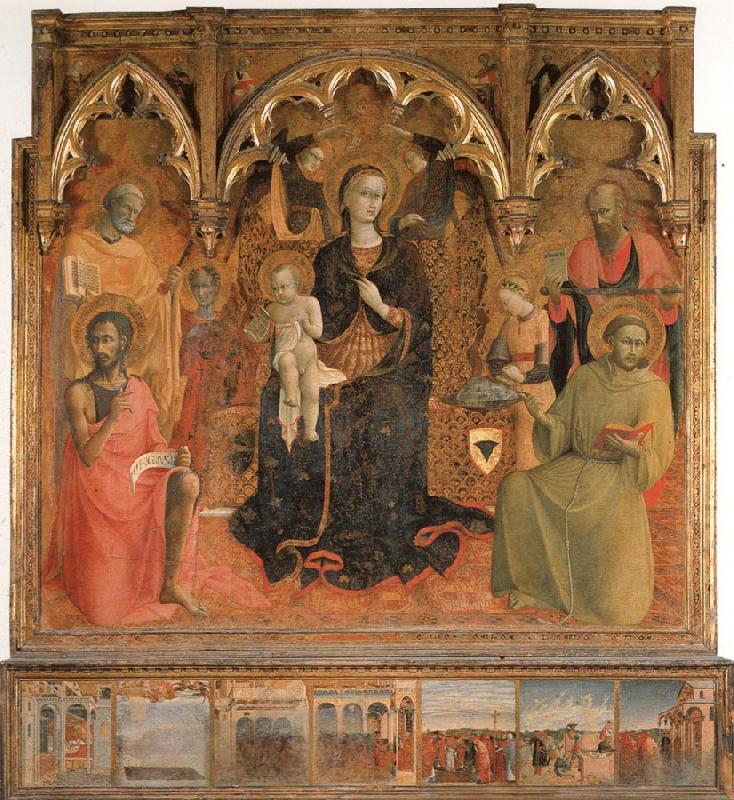 SASSETTA Madonna and Child Enthroned with Four Angels and SS.John the Baptist,Peter,Francis,and Paul oil painting image