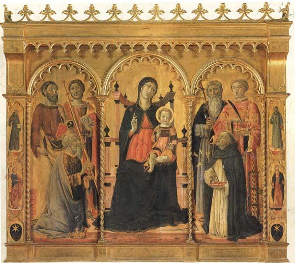 Vecchietta Madonna and Child Enthroned with SS.Bartholomew,James,Eligius,Andrew,Lawrence and Dominic oil painting picture