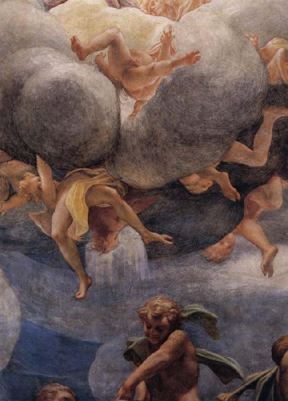 Correggio Assumption of the Virgin,details with Eve,angels,and putti oil painting image