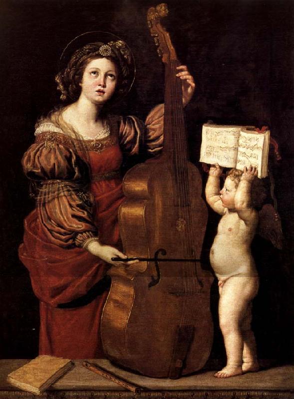 Domenichino Sainte Cecile avec un ange tenant une partition musicale Germany oil painting art