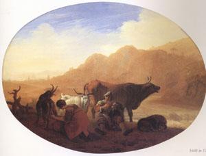 Bamboccio Herdsmen in a Mountainous Landscape Germany oil painting art