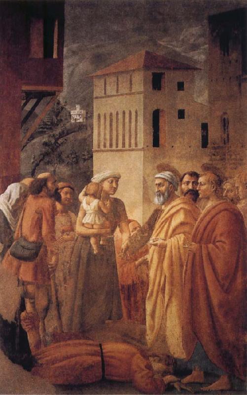MASACCIO St Peter distributes the Goods of the Community and The Death of Ananias oil painting image