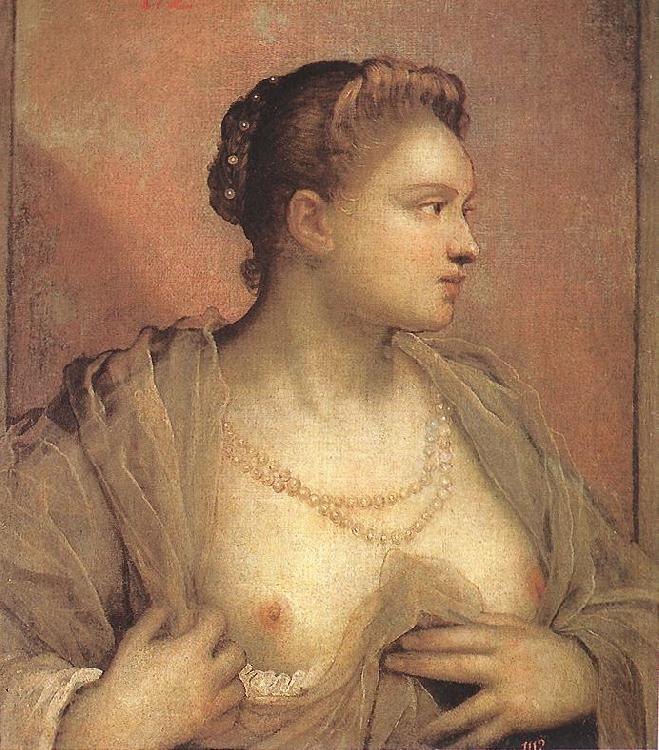 Tintoretto Portrait of a Woman Revealing her Breasts Germany oil painting art